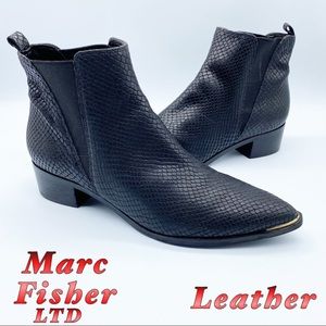 Marc Fisher LTD Leather Black Snake Embossd Boot 8